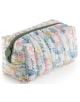 Козметичен несесер Miquelrius Hidden Forest Padded White е капитониран несесер с цип, украсен с пастелен флорален десен в розово, жълто, зелено и синьо върху бял фон.-1-thumb