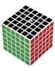 Кубче за редене V-Cube 6x6 с видими зелена, червена и черна страна от по 36 квадратчета, бяла пластмасова рамка и малък бял триъгълник в центъра на черната страна - механическа главоблъсканица.-thumb