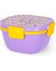 Кутия за храна Legami - Daisy, 1,7 л: кръгла, лилава пластмасова кутия с жълти закопчалки и капак с бели и жълти маргаритки.-1-thumb