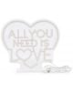 Лампата Legami It's A Sign - All You Need Is Love е бяла неонова лампа във формата на сърце с надпис "ALL YOU NEED IS LOVE" (сърце като "О"), идеална за Свети Валентин. Захранва се от USB с превключвател за включване/изключване.-8-thumb
