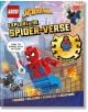 Корицата на книгата "LEGO Marvel Spider-Man Explore the Spider-Verse" представя LEGO Spider-Man, който преминава покрай градски сгради със злодеи в преследване, и включва ексклузивна минифигура на Spider-Man вдясно.-1-thumb