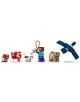 LEGO Minecraft „Къщата на Муухоморка“ – комплект за деца, включващ фигурки на играч с въдица и риба, крава, коте, заек, прасе и син спътник – всички подредени на бял фон.-5-thumb
