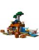 Комплектът „LEGO Minecraft: Минна експедиция с броненосец“ включва малка кафява къщичка с водопад, дърво, животни (прасенца, вълк), паяк, цветя, блок TNT и фигурка от Minecraft с кирка.-3-thumb