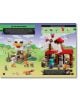 В тази оживена сцена от „LEGO: Minecraft – На лов за редки мобове“ се виждат вятърна мелница, различни животни, редки мобове, пикселизирано пиле и множество минифигурки, които изследват тревист пейзаж от блокове под облачно небе. Текст и икони на българск-4-thumb