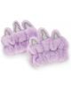 Чифт пухкави, лилави Ленти за китки Legami - Еднорог със сребристи блестящи вътрешни уши, проектирани да наподобяват уши на еднорог или животно за игрив, причудлив вид.-2-thumb