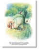 Илюстрирана сцена от "Лисан, Марсел и кокошките" детска книга показва лисицата Лисан в раирана риза, която маха на червена катерица на дърво с пощенски кутии и врата. Българският текст е в долната част на изображението.-4-thumb