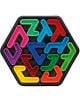 Шестоъгълен пъзел, Smart Games IQ Deluxe Hexagon, с цветни взаимосвързващи се части с форма на стрела в червено, розово, лилаво, зелено, жълто, синьо и тил върху черна основа - идеален за феновете на логическа игра в книжарница Orange.-2-thumb