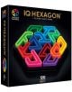 IQ Deluxe Hexagon логическа игра с цветни, взаимосвързани парчета пъзел върху тъмна шестоъгълна дъска. Логото на Smart Games, 120 предизвикателства и възраст 14+ са изписани на кутията.-1-thumb