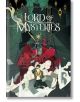 Корица на книгата Lord of Mysteries, Vol. 2 от Cuttlefish That Loves Diving със стилизирана фигура на костюм сред въртящ се дим, абстрактни форми и мистериозни символи на тъмен, богато украсен фон.-thumb
