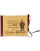 Луксозна картичка за рожден ден - Game of Thrones с червена панделка и Тирион Ланистър, с надпис: Дано имате повече рождени дни от 90% от хората в "Игра на тронове". Уникална картичка за рожден ден!.-1-thumb