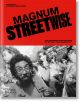 Корица на Magnum Streetwise: горната половина е червена с удебелен черен текст на заглавието, а долната показва впечатляваща черно-бяла улична снимка на фотографите от Magnum, на която са изобразени хора, включително мъж с очила и дете.-thumb