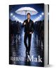 Корицата на "Мак - твърди корици" показва мъж в черно кожено яке, който уверено държи бял чадър в нощна тълпа - поразителен образ за този постмодерен български роман.-1-thumb