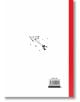 Минималистична илюстрация от "Малкият принц. Луксозно издание с панорамни илюстрации" показва човек, вдигнат от птици, сред червени и сини звезди и кръгове, с бял фон и червена ивица - отзвук от стила на Екзюпери.-4-thumb