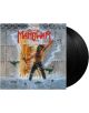 Обложка на албума Manowar - Best Of Manowar The Hell Of Steel (2 VINYL), изобразяваща мускулест воин, вдигнал меч на фона на светкавици и митични същества, с частично видими две черни винилови плочи.-thumb