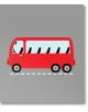 Проста илюстрация на червен автобус с шест прозореца и колела на сив път, част от "Мемори карти с превозните средства" - идеална за образователна игра или мемори карти.-4-thumb