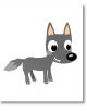Карикатурен сив вълк с големи очи и гъста опашка стои на четири крака, идеален за Мемори карти с животните и прави вашата образователна игра по-забавна!.-4-thumb