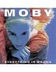 Обложка на албум за Moby - Everything Is Wrong (VINYL), електронна музика: стилізоване зображення людини під водою із світлом зверху, великий білий напис MOBY згори й назваму албум нижче.-thumb