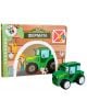 Детска книга "Моето малко селище: Фермата" с корица, на която са изобразени анимационен фермер, котка и зелен трактор, както и дървена тракторна играчка, която съответства на темата за фермата в книгата, изложена отпред.-2-thumb