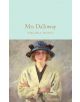 На корицата на "Госпожа Далоуей" (Macmillan Collector's Library) е изобразена жена в бяло палто и синя шапка с черни пера на мек, светъл фон.-thumb