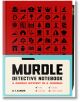 Детективската тетрадка "Мърдъл" на G.T. Karber представлява червен дневник, озаглавен "Загадка "Мърдъл" в дневник", с черни мрежови икони и кремава лента с детективски съвети, улики и кодове.-thumb
