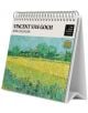 Настолен календар Grupo Erik - Van Gogh, 2026 година, с произведение на Ван Гог: пейзаж със зелени дървета, жълти цветя и градче на заден план. Издаден от музея Ван Гог.-1-thumb