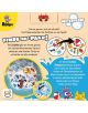 Цветна реклама на „Dobble Waterproof“ на немски език представя настолната игра: „Dobble Waterproof“, водоустойчива – вариант на играта за цялото семейство с карти с плажна тематика, забавни анимационни морски животни и игриви икони като рак, мида и слънце-5-thumb