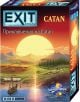 Кутията на "Настолна игра Exit Catan: Приключения на Катан" показва залез над река, планини и полета с лодка и селище, преплитаща елементи от Катан и EXIT игри за бягство стая изживяване. Виждат се лога и брандинг.-1-thumb