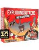 Кутията на настолна игра Exploding Kittens: The Board Game показва голяма анимационна котка сред пламъци и мечка-идеална за феновете на Експлодиращи котета. Има бадж "Празнуване на 10 години хаос".-1-thumb