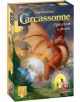 Кутия за настолна игра за Настолна игра Каркасон: Разширение Драконът и феята, предлагана от Книжарница Orange, изобразява червен дракон, синя фея с крила, светещ портал и замъкова кула на фон. Текстът е на кирилица.-1-thumb