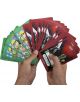 Две ръце показват карти от "Настолна игра Naruto Shippuden: Ninja Fights", всяка от които с ярки изображения на Акацуки на зелени и червени гърбове - перфектно съчетание на аниме фендъм и стратегически геймплей.-7-thumb