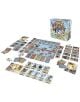 Настолна игра One Piece: Островът на приключенията е подредена с игрално табло, карти с герои, зарове и жетони. Живописната аниме кутия стои изправена на заден план, а всички компоненти са готови за игра.-2-thumb