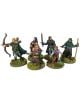Шест боядисани фентъзи миниатюри върху тревисти основи - елф стрелец, джудже с брадва, мечоносци, жена с жезъл, фигура с качулка - вдъхновени от Средната земя. Идеална за Настолна игра Властелинът на пръстените: Пътешествия из Средната земя.-3-thumb