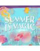 Илюстрация на цветни морски същества и удебелен бял текст SUMMER IS MAGIC на яркосин фон - идеален за Несесер Legami - Summer is Magic, Вашия перфектен плажен несесер или водоустойчив аксесоар.-4-thumb
