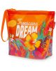 Несесер Legami - Tropicana Dream е оранжева плажна чанта с цип и каишка за китката, с цветни тропически цветя и листа и ярък бял текст "Tropicana DREAM" отпред.-2-thumb