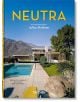 Корицата на книгата Neutra, 45th Edition, представя модерна къща с басейн, палми и планини - подчертавайки емблематичната архитектура на Ричард Нойтра. Заглавието "Neutra" е изписано с големи жълти букви, а под него са посочени имената на Юлиус Шулман и р-1-thumb
