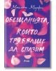 Корица на книга с розови пера и листенца на лилав фон. Българското заглавие „Обещанията, които трябваше да спазим“ от Моника Мърфи подсказва за любов и семейни тайни. В долната част е изобразено логото на издателство „Ciela“; името на Силви Ланкастър не е-2-thumb