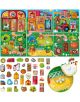 Образователна игра Headu Montessori: Първи открития във фермата включва илюстрирани животни, фермер, трактор, сгради и жетони с животни, предмети и храна, както и 3D кокошка с гнездо и яйца за забавна образователна игра.-2-thumb