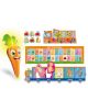 Цветна сцена с Образователна игра Lisciani Giochi Carotina - Лаборатория 10 игри: усмихнат магически морков, превозни средства-играчки, влакче с животни и кирилска таблица - идеална за обучителни игри и забавна за малки деца.-2-thumb