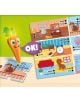 Каротина, веселият карикатурен морков, казва ОК! до Образователна интерактивна игра Lisciani Giochi Carotina - Азбука пъзел с български думи, картинки на животни и мишка в хола. Отдолу е отделено парче с котка.-3-thumb