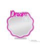 Огледало с LED лампа Legami - It's a Sign, Dream Big има бяла и розова вълнообразна рамка и показва "Dream BIG" с розови и бели неонов ефектни светлини в горната част. Вдясно е разположен бял захранващ кабел с превключвател.-2-thumb