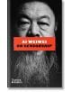 В черно-бял близък план на Ай Вейвей над устата му е поставена червена лента с текст "Ай Вейвей за цензурата", който подчертава темите за цензурата. Логото на Thames & Hudson се вижда в долния ляв ъгъл.-1-thumb