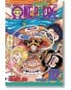 На корицата на „One Piece“, том 112, са изобразени няколко ярки герои, сред които Монки Д. Луфи и „Сламените шапки“, които се усмихват и правят гримаси под заглавието „ELBAF“ и името на поредицата в горната част. В долната част са изписани името на Еичиро-2-thumb