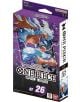 Кутия с лилава тематика за Карти за игра One Piece: Luffy ST-26, с динамичен рисунък на Luffy, брандиране на играта, възраст 6+, лога на Bandai Namco и перфектно съчетание с бустер пакета OP-11.-thumb