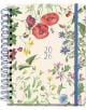 Седмичен тефтер-органайзер Miquelrius Entredos Jardín 2026 с кремава спирална корица, украсена с цветни илюстрации на цветя и листа, със син ластик отдясно - идеален за годишно планиране.-8-thumb