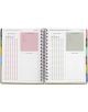 Тефтерът - органайзер Miquelrius Entredos Jardín 2026, ден на страница, има дневни таблици за проследяване на навиците с решетки, раздел с най-важните приоритети, голяма област за бележки "Запази датата" и цветни месечни раздели за лесно годишно планиране-7-thumb