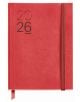 Тефтерът - органайзер Miquelrius Luxor & Ágora Rojo 2026, ден на страница, има червена корица с кожени корици за първокласно усещане, затваряне с ластик отдясно и надпис "2026" в смел черен цвят в горния ляв ъгъл.-1-thumb