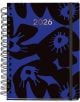 Тефтер-органайзер Miquelrius Marf Organic Midnight Bloom 2026, ден на страница, има смел черно-син флорален дизайн, златист надпис 2026 на корицата и черен ластик за сигурно годишно планиране.-1-thumb