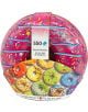 Пъзел Eurographics - Дъга от понички, 550 части, идва в кутия тип Donut Rainbow Tin с цветни илюстрации на поръсени понички и голяма розова поничка с глазура върху капака.-1-thumb