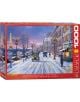 Открийте вълшебството на Париж с Пъзел Eurographics - Коледна вечер в Париж, 1000 части - зимна уличка, коледни светлини и Айфеловата кула под розово-лилаво небе. Идеалният коледен подарък!.-1-thumb