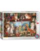 Корица на Пъзел Eurographics - Котки край аквариум, 1000 части: игриви котки около цветен аквариум с растения, книги и играчки.-1-thumb